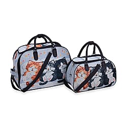 Set of 2 Duffle Bags with Shoulder Straps and Rolling Wheel