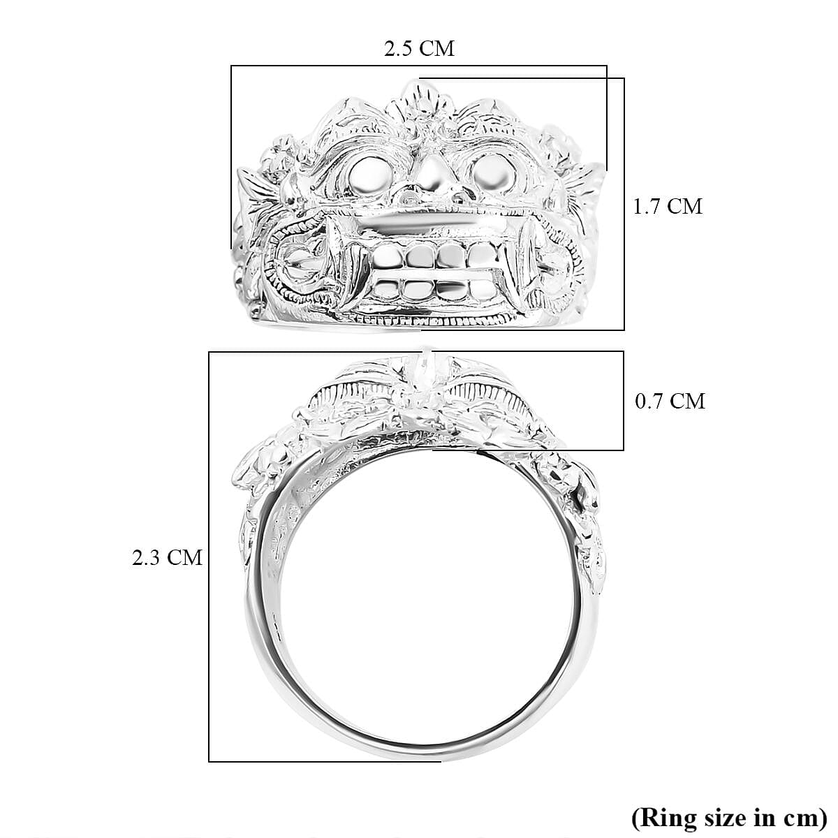 Royal Bali Collection - Sterling Silver Barong Ring, Silver Wt. 9.80 Gms Royal Bali Collection - Sterling Silver Barong Ring, Silver Wt. 9.80 Gms