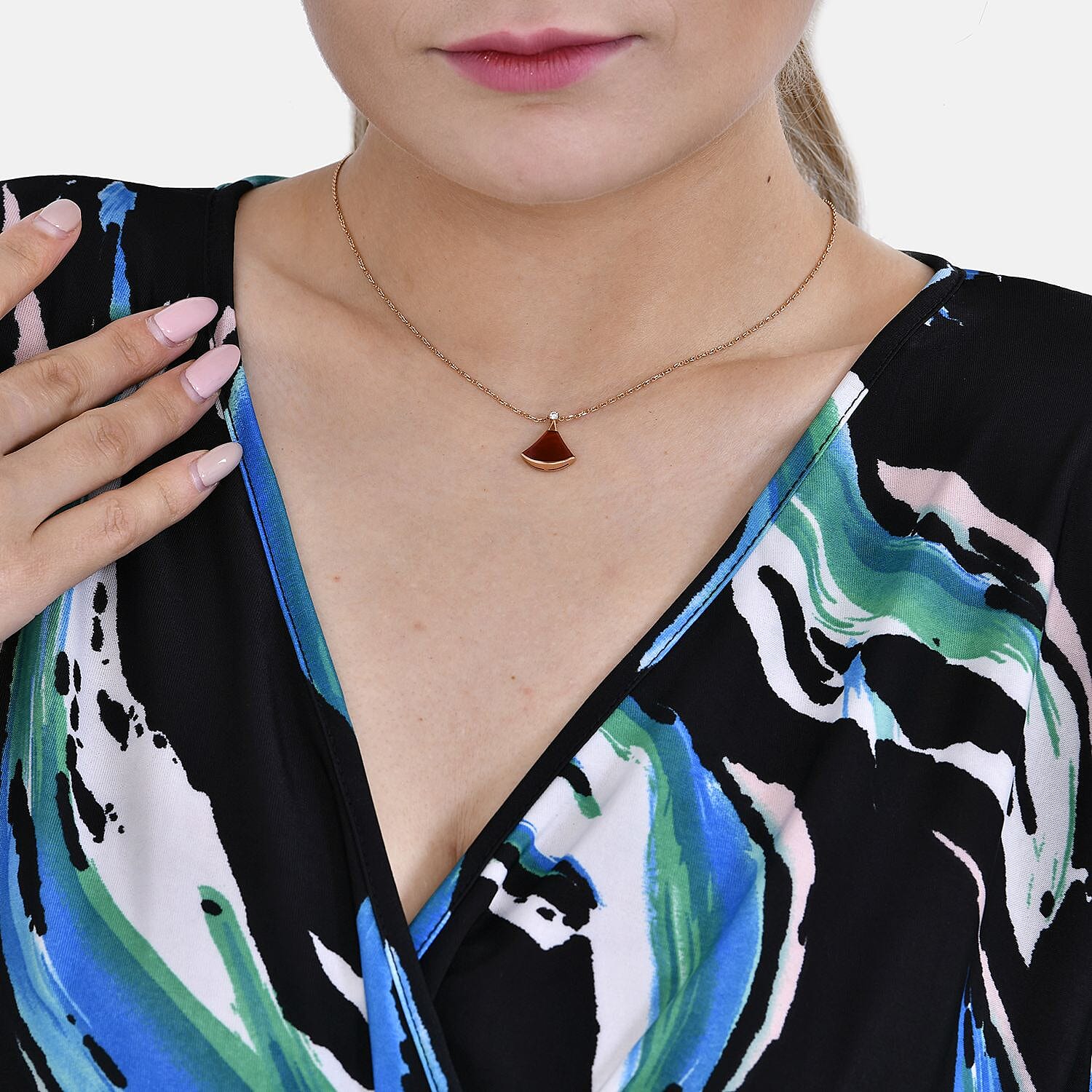 TAMSY Smocked Waist V Neck Top (One Size,8-18) - Blue & Black