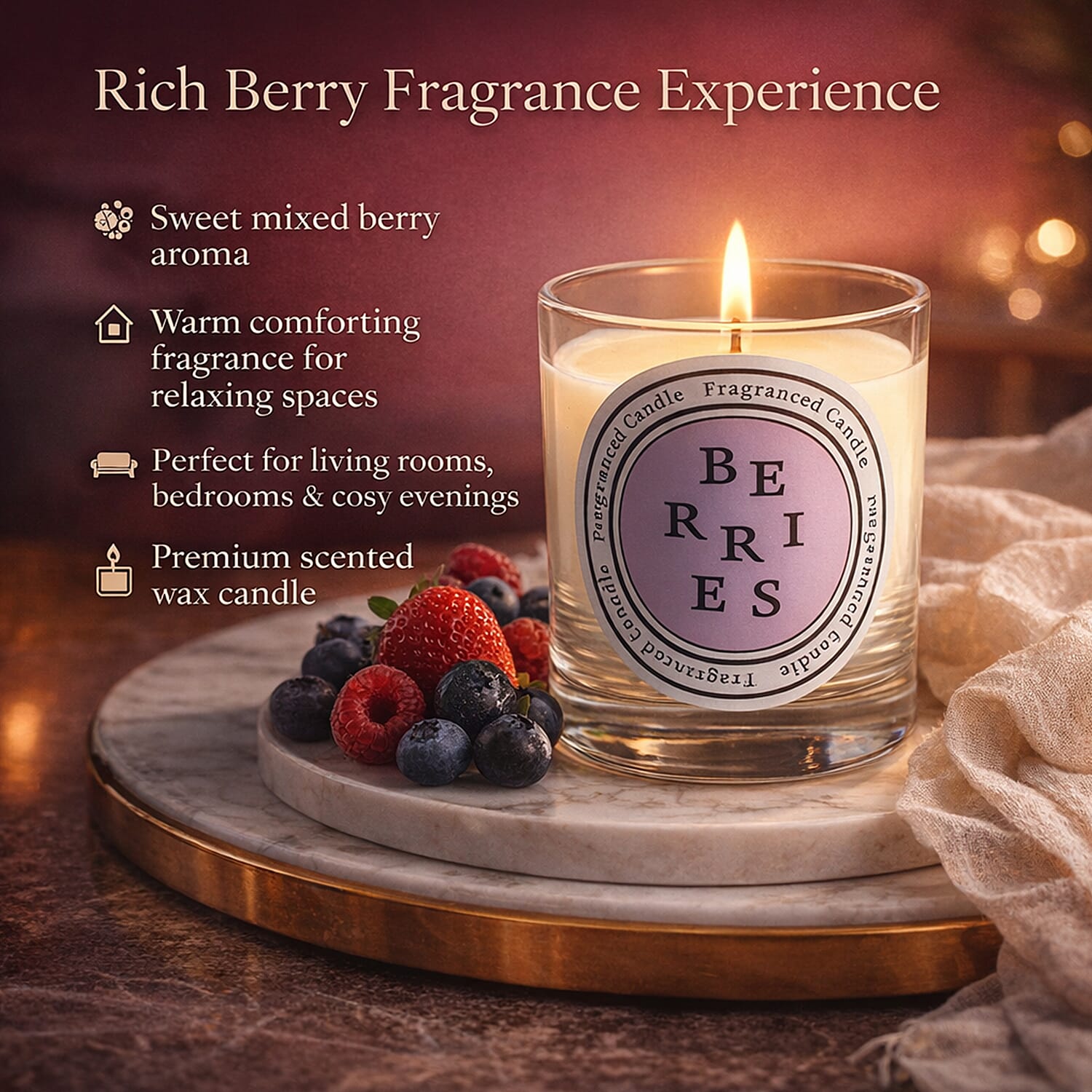 Laurelle Devine Scents- Premium Scented Candles - Berries (210g)