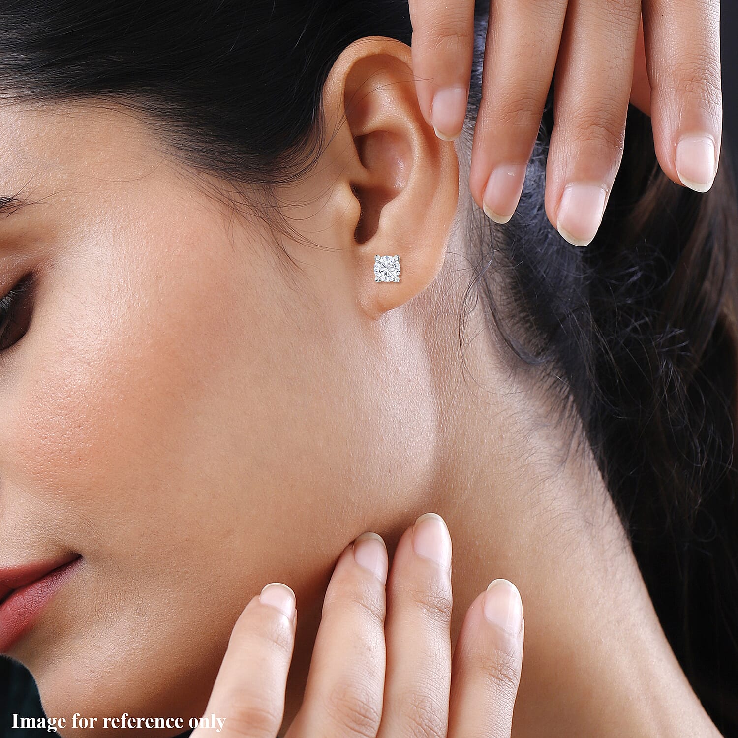 100 Faceted Moissanite Solitaire Earrings with Push Back in Platinum Overlay Sterling Silver 0.80 Ct.