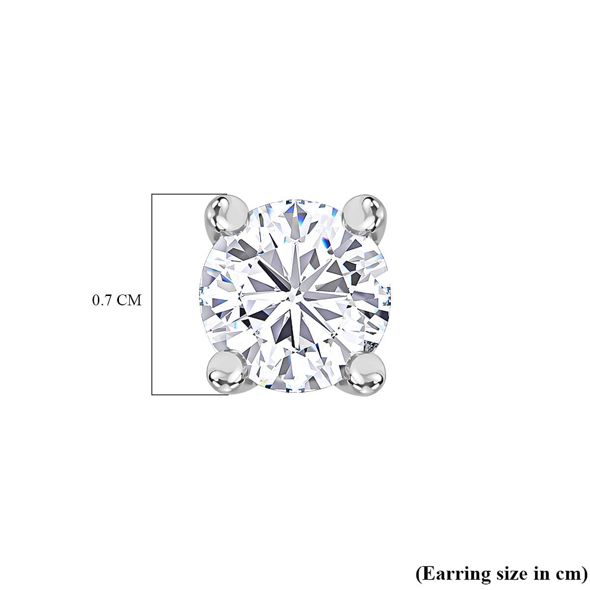 100 Faceted Moissanite Solitaire Earrings with Push Back in Platinum Overlay Sterling Silver 0.80 Ct.