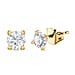 100 Faceted Moissanite Solitaire Stud Earrings in 18K Vermeil YG Plated Sterling Silver
