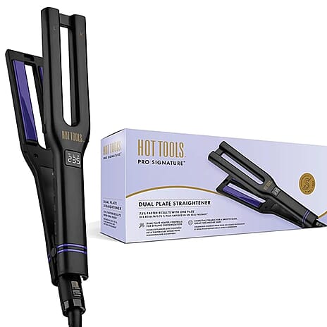 Hot Tools Pro Signature Dual Titanium Plate Salon Hair Straightener with 30 Heat Settings