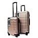 Set of 2 - Durable Hard Shell 4 Wheel Suitcases with Soft Grip Handles - Black