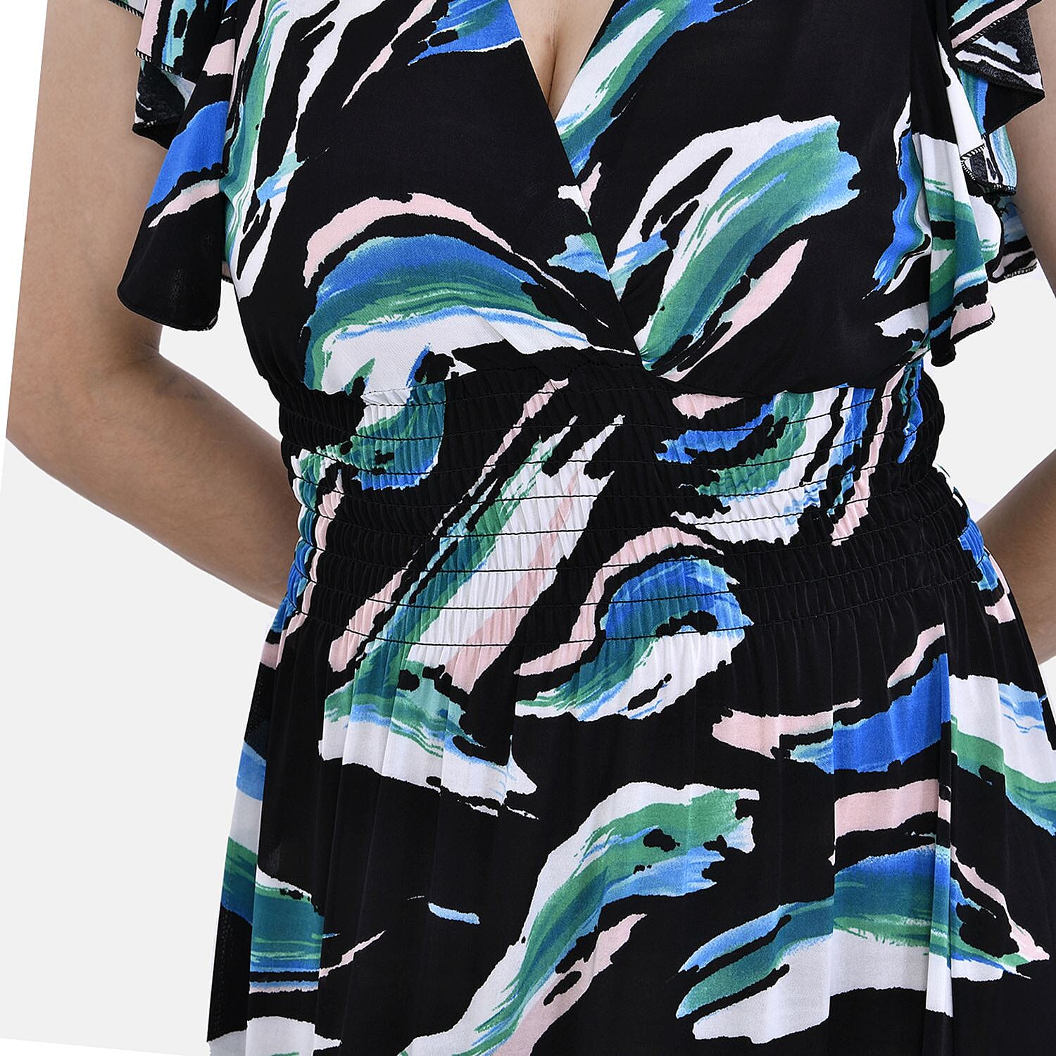 Tamsy Polyester Solid Dress - Black