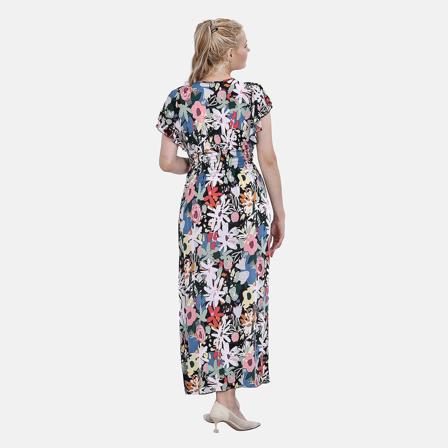 Tamsy Polyester Solid Dress - Black