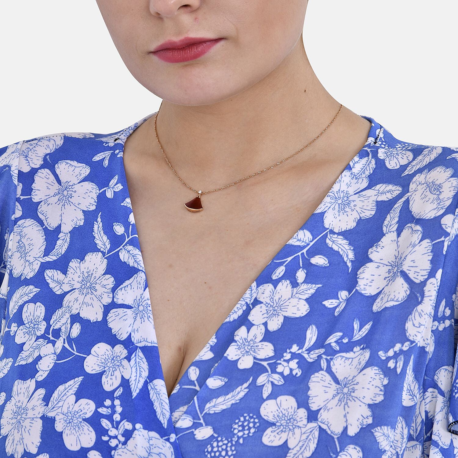 TAMSY Flutter Sleeve Smocked Rose Printed Midi Dress - Blue