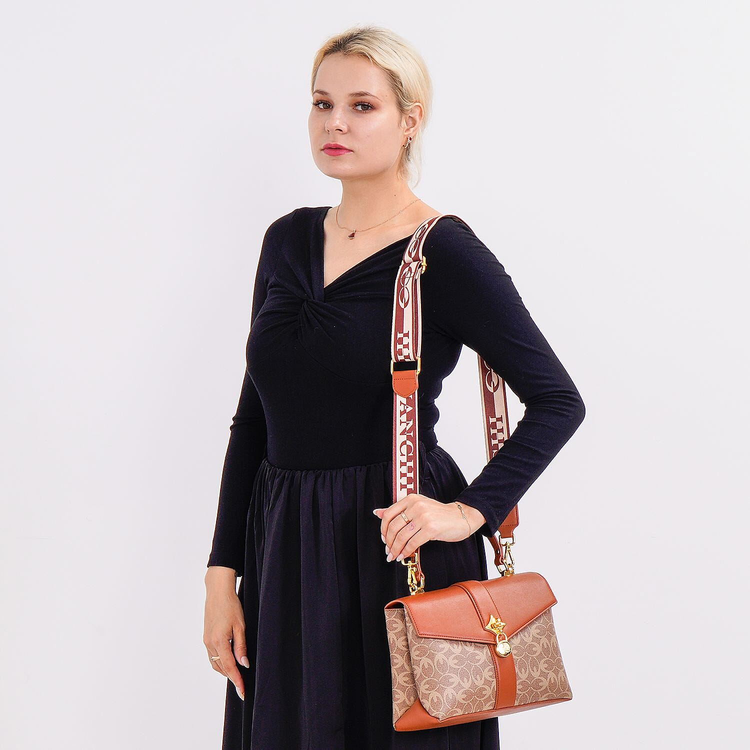 GUANCHI Crossbody Bag with Handle Drop - Brown
