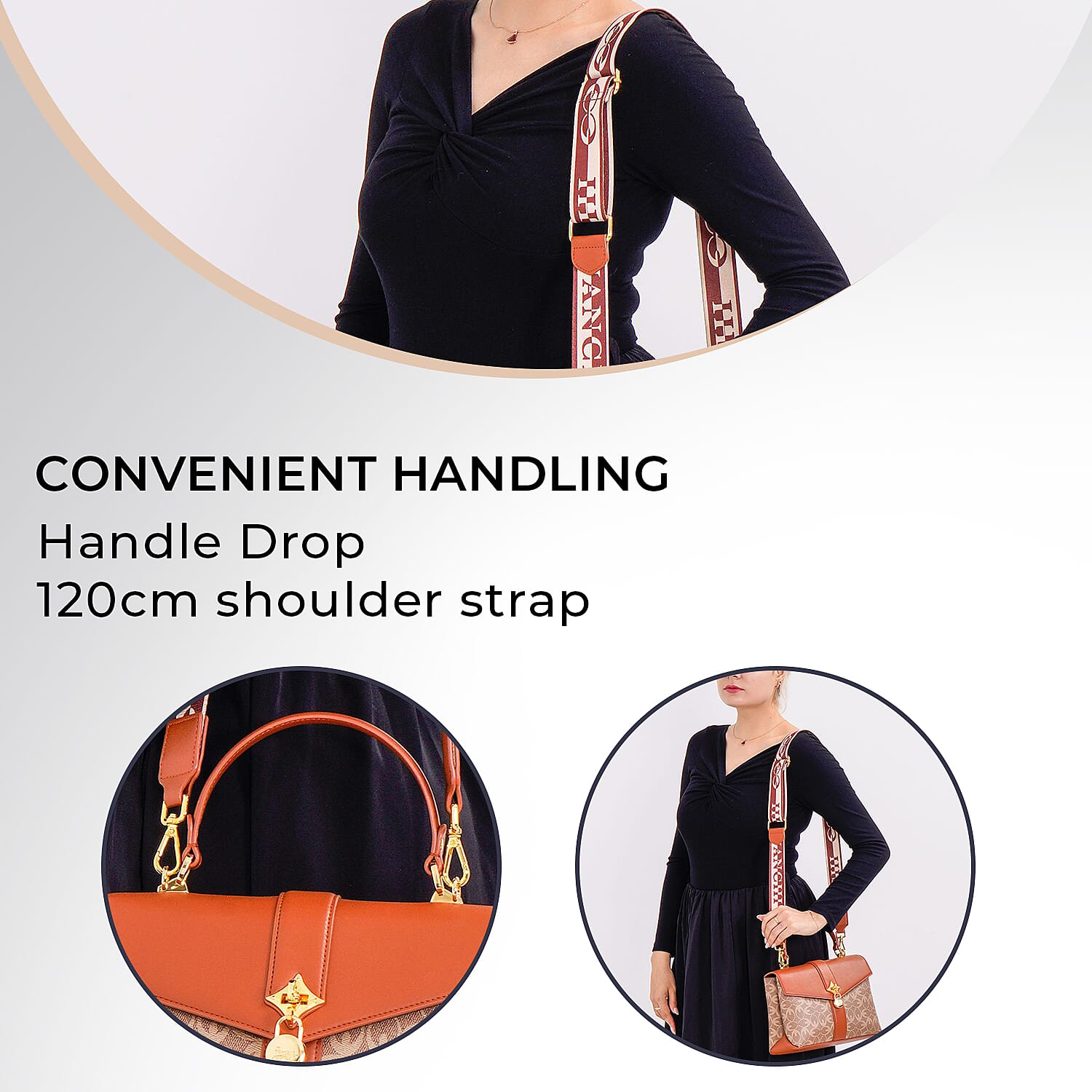 GUANCHI Crossbody Bag with Handle Drop - Brown