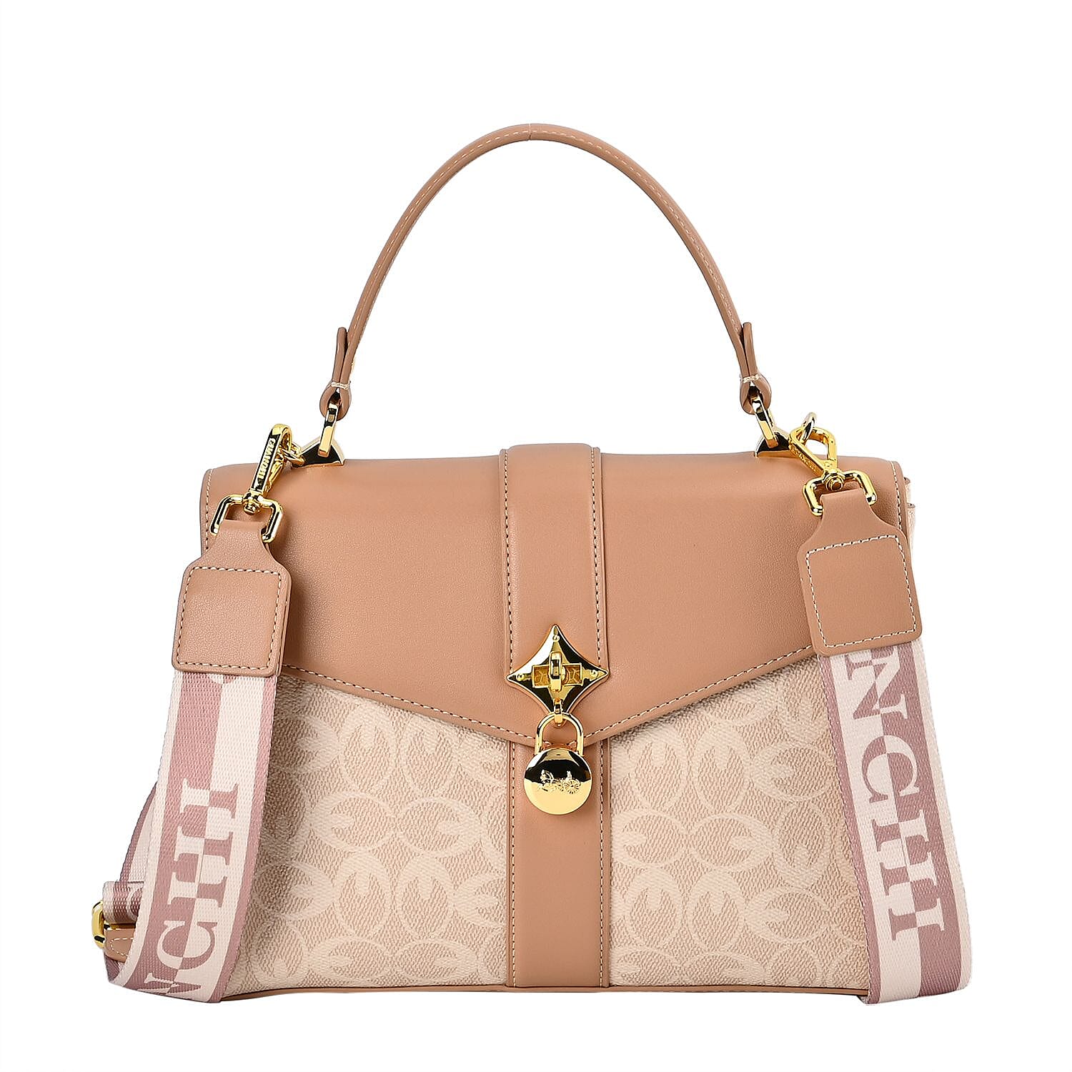 GUANCHI Crossbody Bag with Handle Drop - Off White & Apricot
