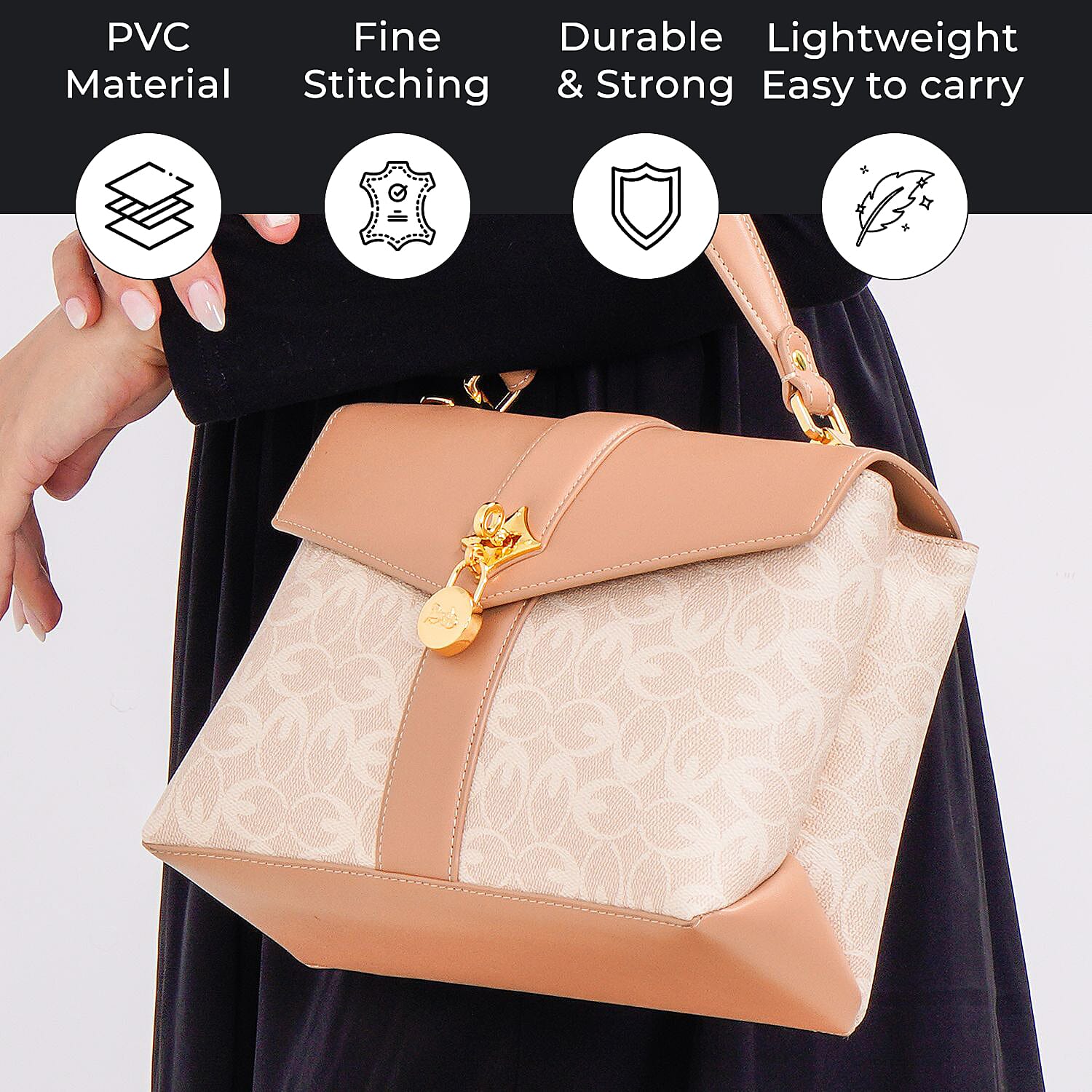 GUANCHI Crossbody Bag with Handle Drop - Off White & Apricot