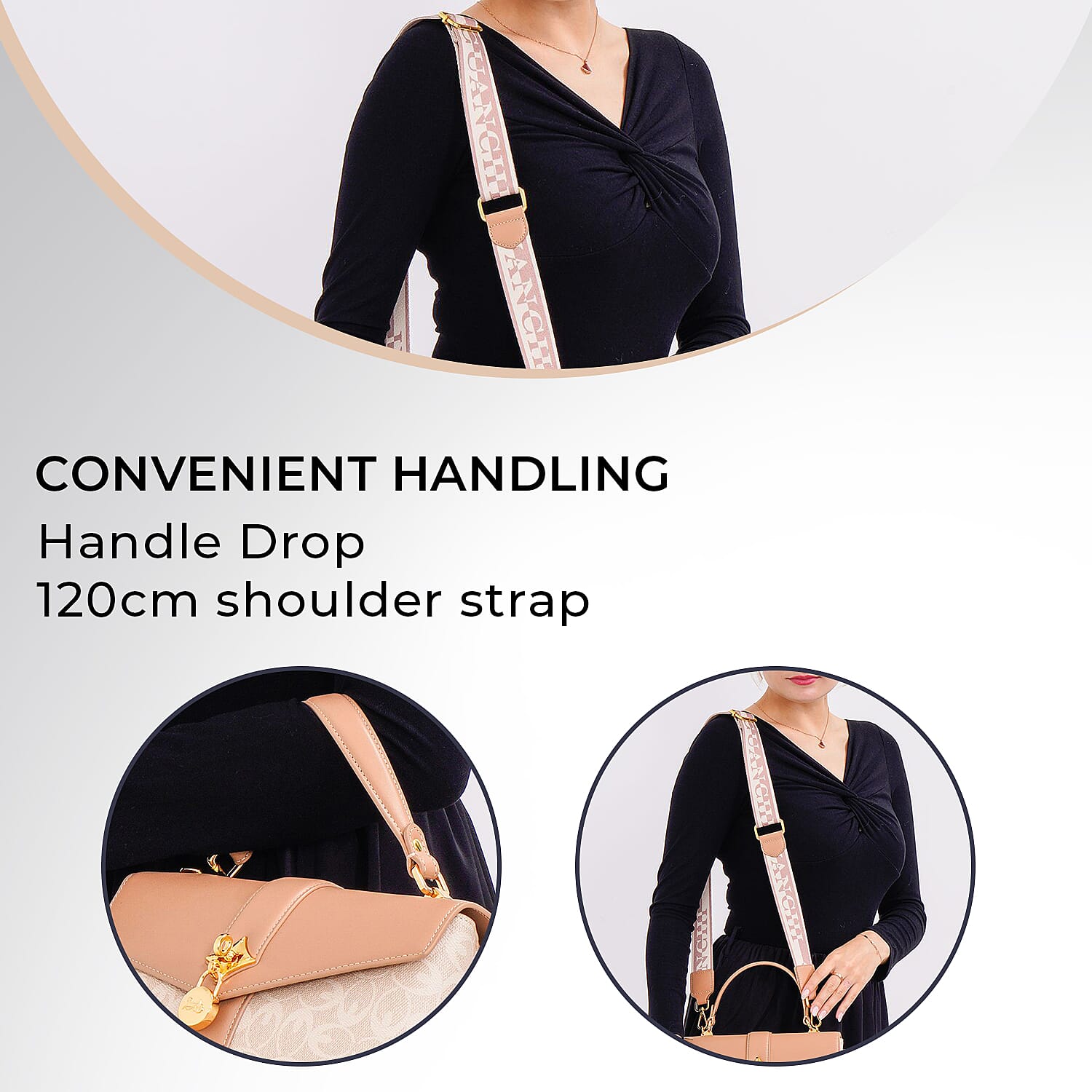 GUANCHI Crossbody Bag with Handle Drop - Off White & Apricot