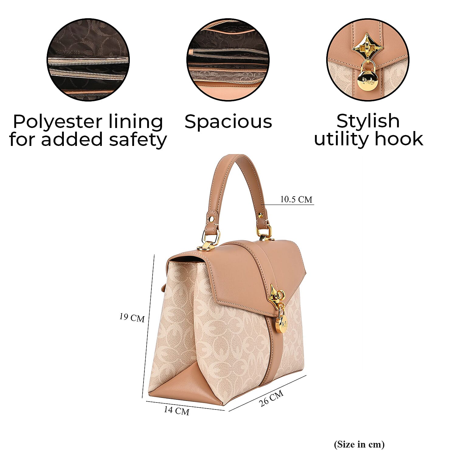 GUANCHI Crossbody Bag with Handle Drop - Off White & Apricot