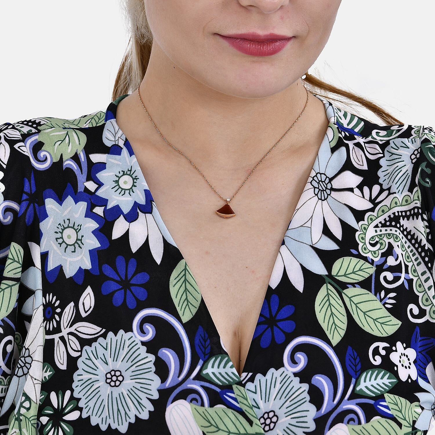 TAMSY Flutter Sleeve Smocked Rose Printed Midi Dress - Blue