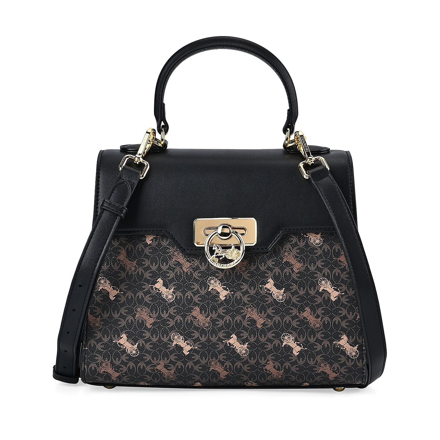 GUANCHI Crossbody Bag with Handle Drop - Dark Coffee - Black