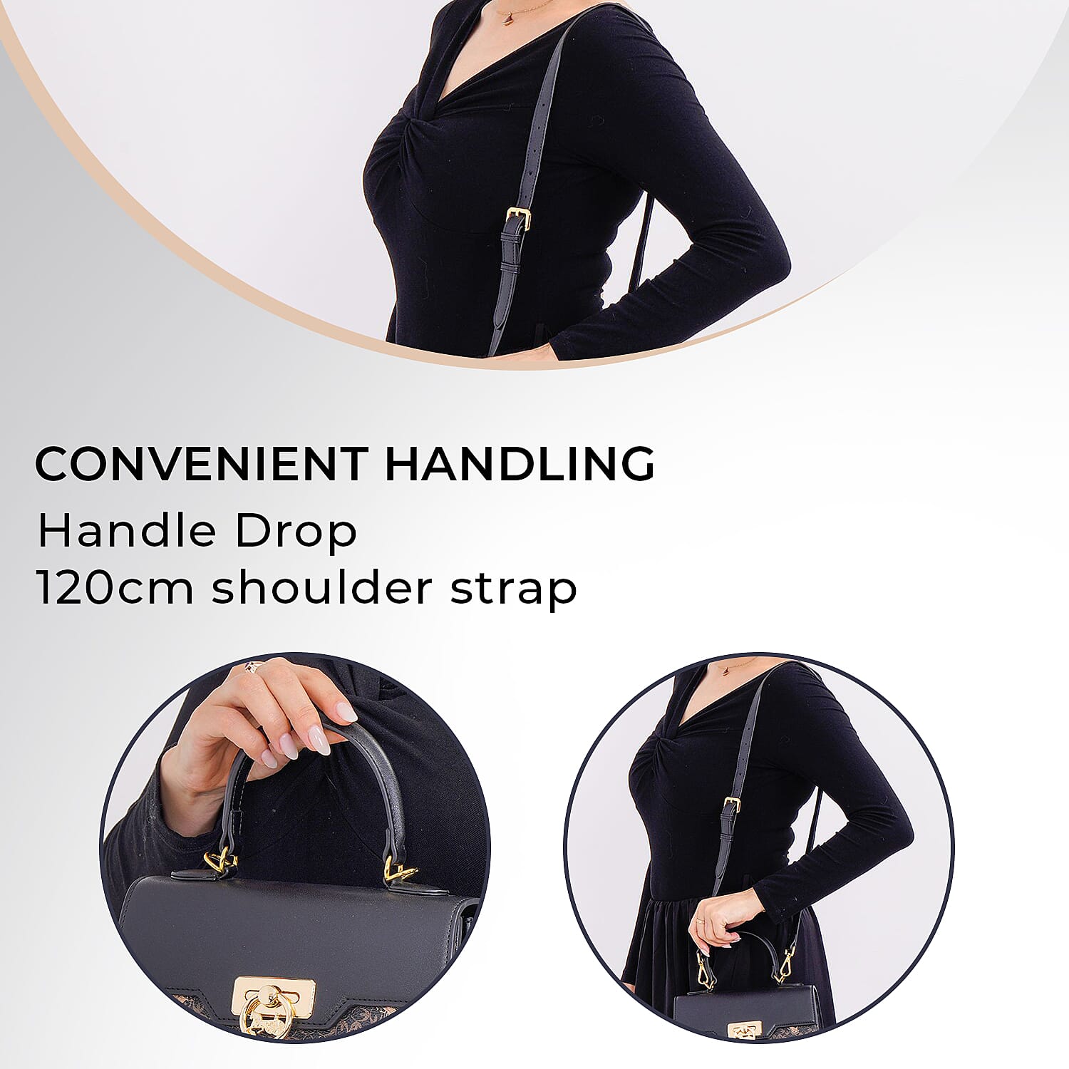 GUANCHI Crossbody Bag with Handle Drop - Dark Coffee - Black