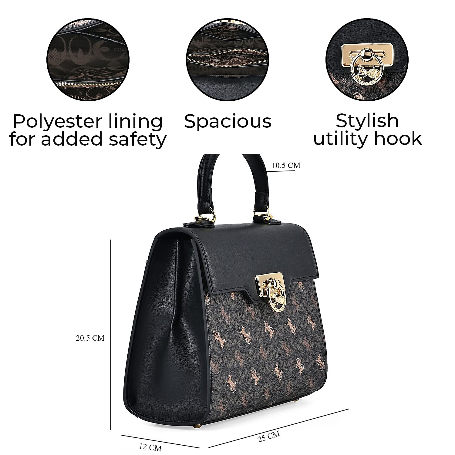 GUANCHI Crossbody Bag with Handle Drop - Dark Coffee - Black