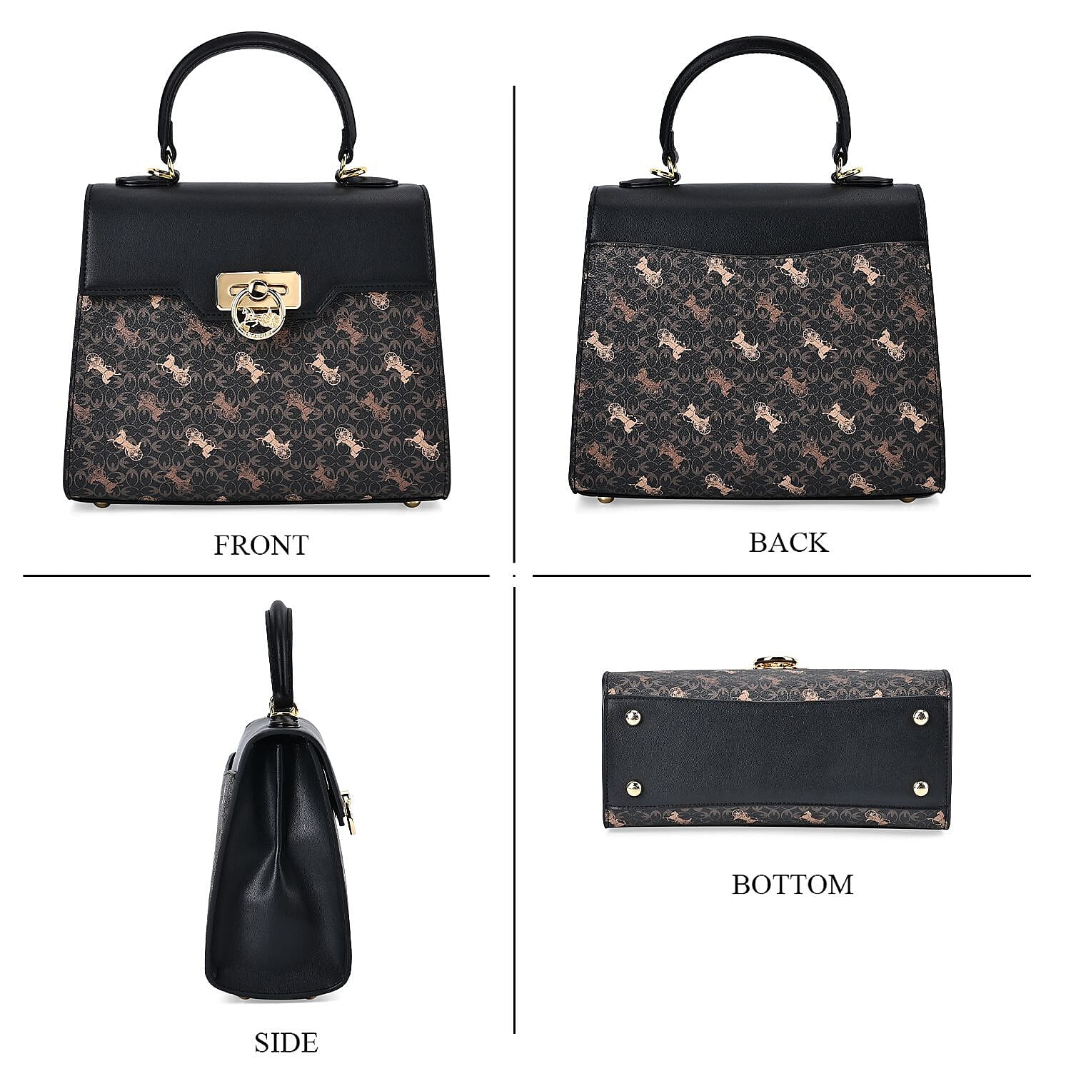 GUANCHI Crossbody Bag with Handle Drop - Dark Coffee - Black