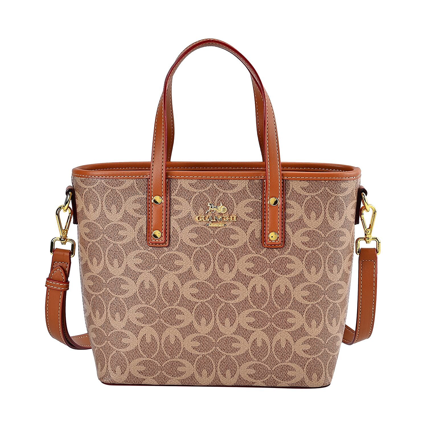 GUANCHI Crossbody Bag with Handle Drop & Shoulder Strap - Brown