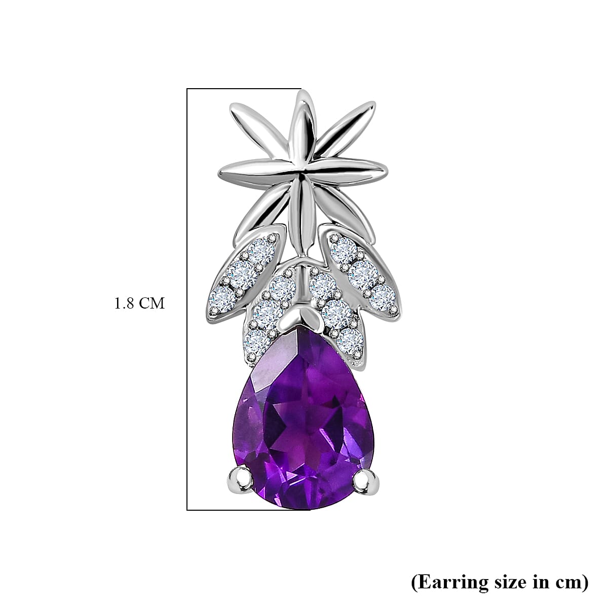 Moroccan Amethyst & Natural Zircon Tear Drop Earrings in Platinum Overlay Sterling Silver 2.26 Ct.