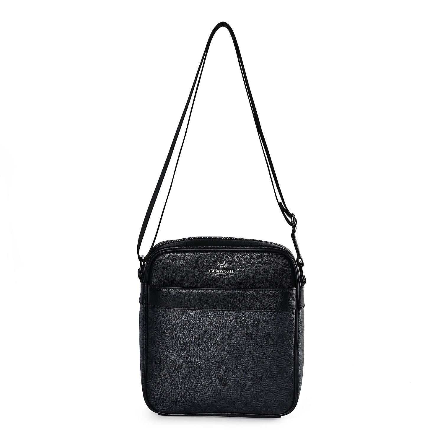 GUANCHI Oval Crossbody Bag with Shoulder Strap - Grey & Black