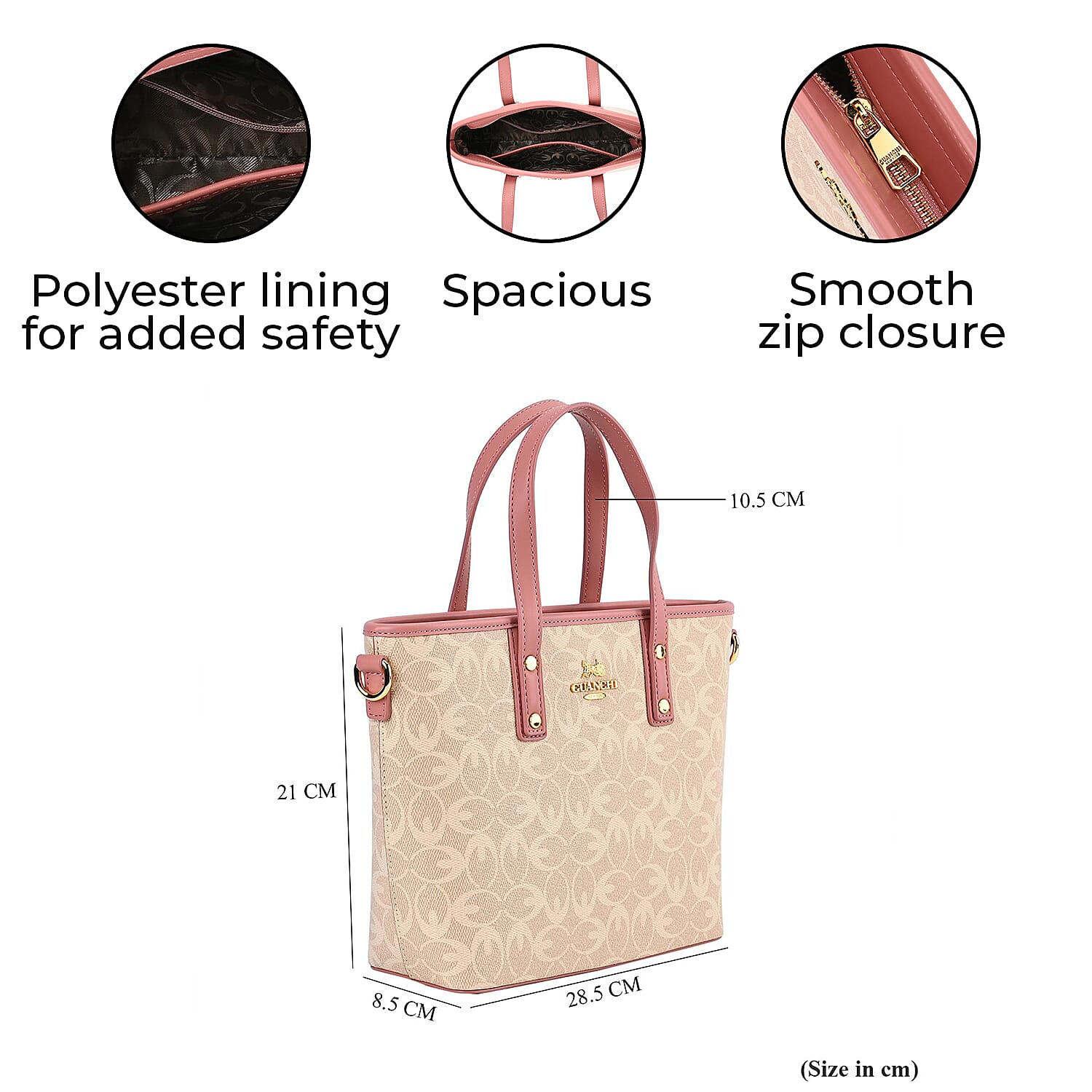 GUANCHI  Oval Crossbody Bag with Handle Drop - Off White - Pink