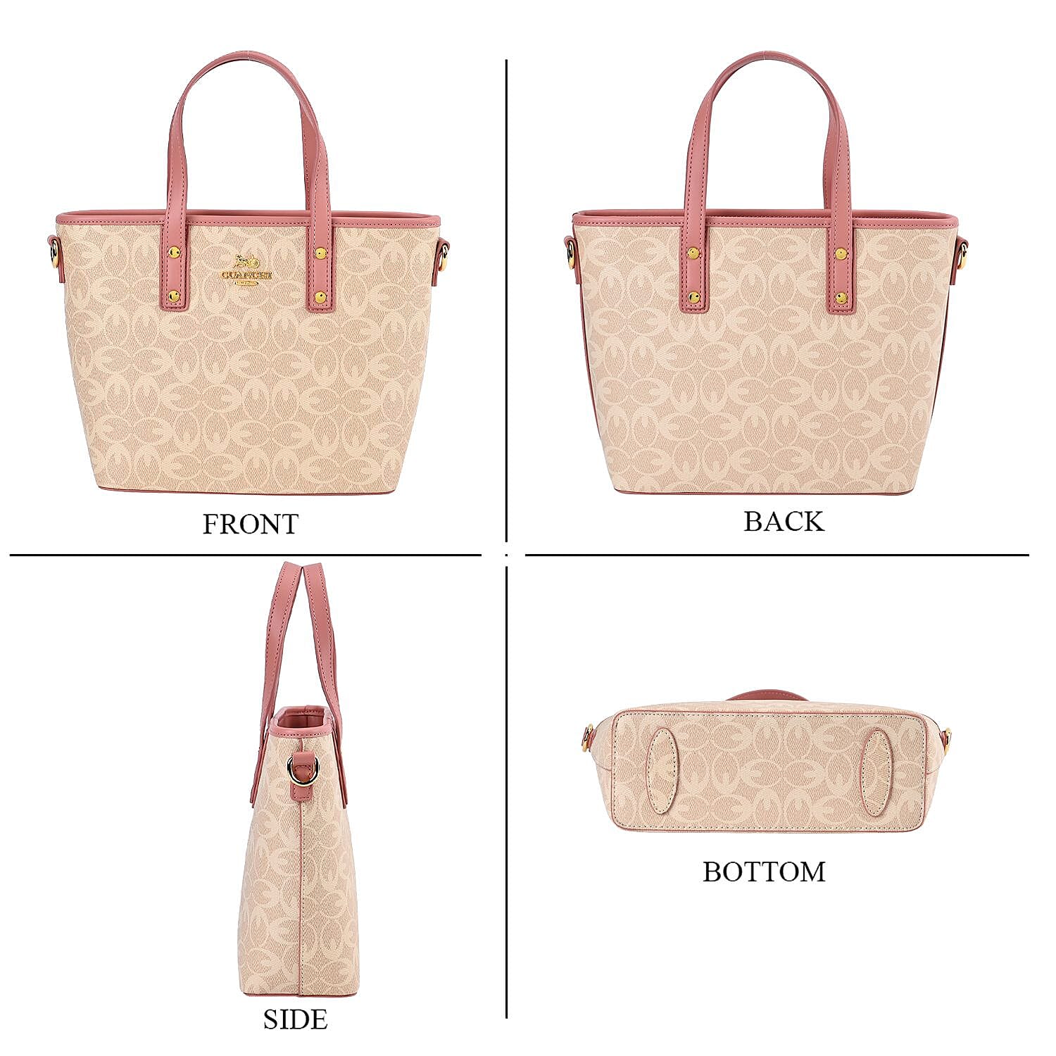 GUANCHI  Oval Crossbody Bag with Handle Drop - Off White - Pink