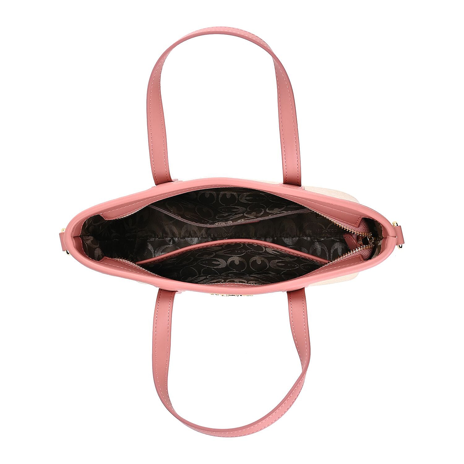 GUANCHI  Oval Crossbody Bag with Handle Drop - Off White - Pink