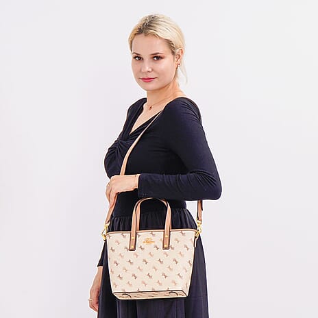 GUANCHI Oval Crossbody Bag with Handle Drop - Apricot - Pink