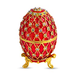 Easter Special - Austrian Crystal Trinket Box with Yellow Enamelling & Tripod Stand