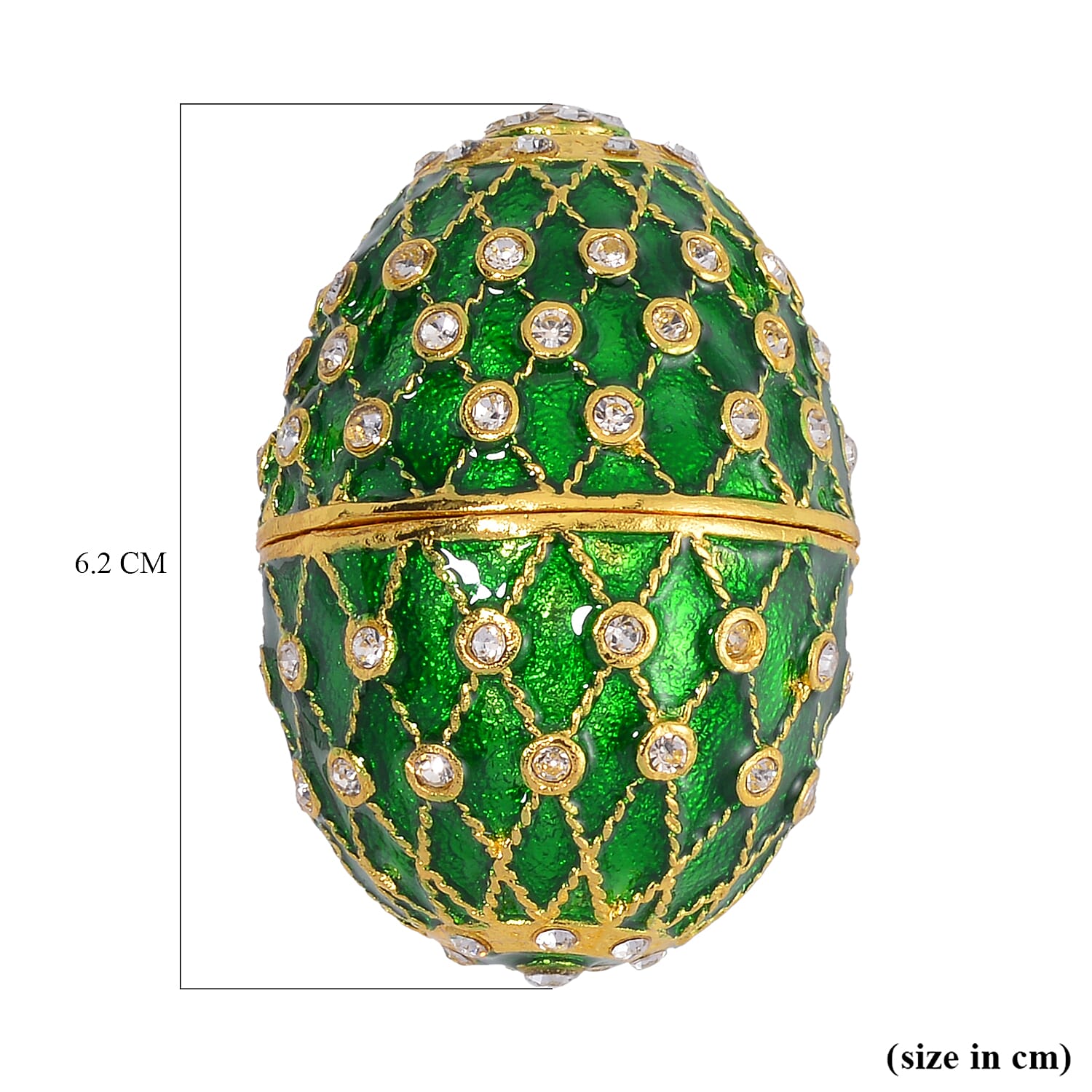 Easter Special - Austrian Crystal Trinket Box with Green Enamelling & Tripod Stand