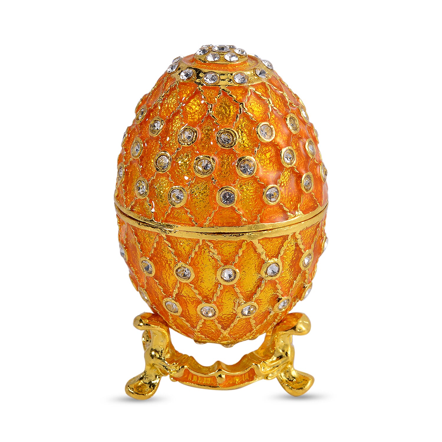 Easter Special - Austrian Crystal Trinket Box with Yellow Enamelling & Tripod Stand