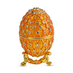 Easter Special - Austrian Crystal Trinket Box with Yellow Enamelling & Tripod Stand