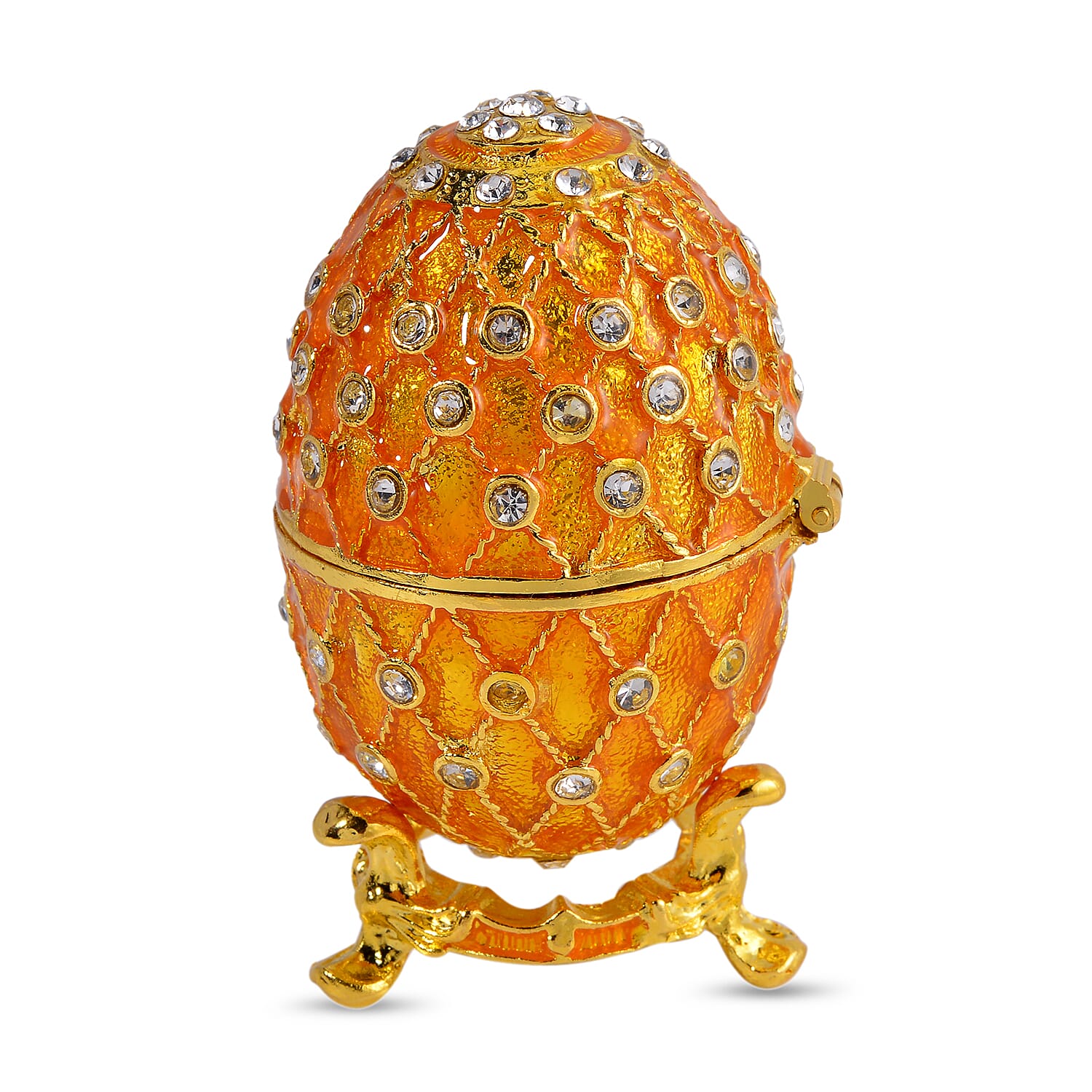 Easter Special - Austrian Crystal Trinket Box with Yellow Enamelling & Tripod Stand