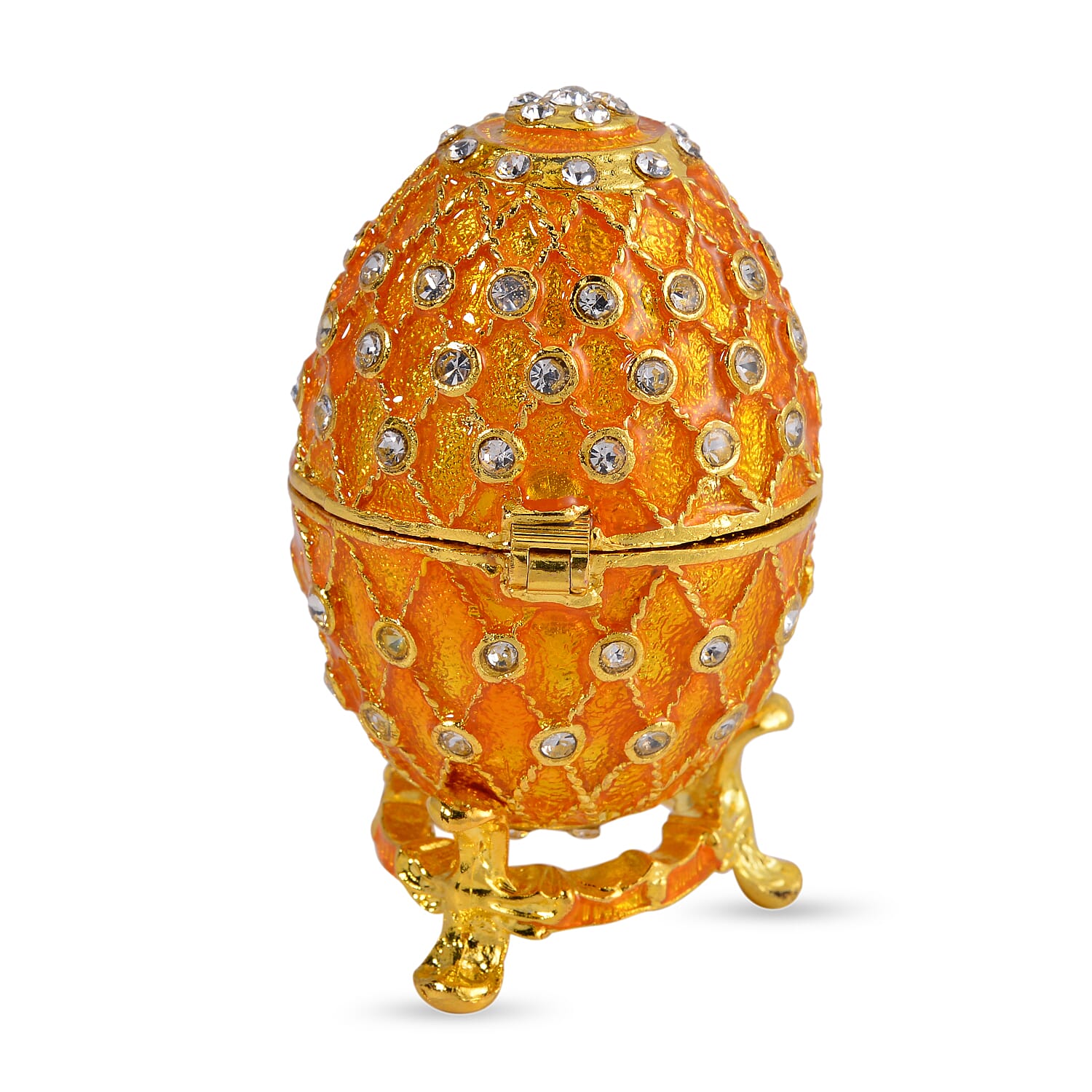 Easter Special - Austrian Crystal Trinket Box with Yellow Enamelling & Tripod Stand