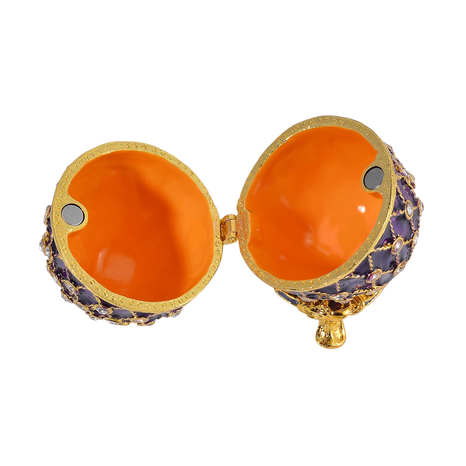 Easter Special - Austrian Crystal Trinket Box with Purple Enamelling & Tripod Stand