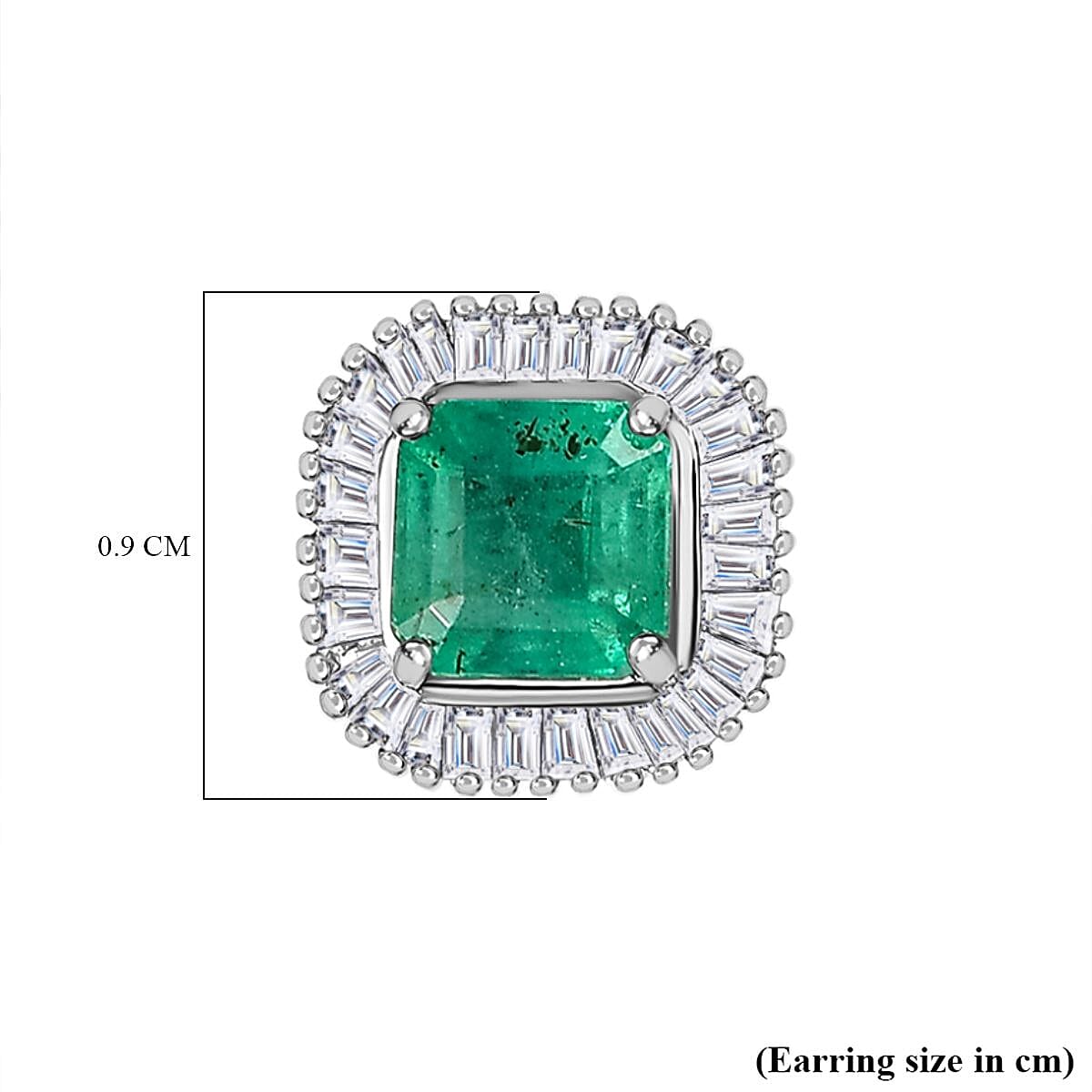 NY CloseOut - 950 Platinum AAA Gemfields Zambian Emerald & Diamond Stud Earrings 1.75 Ct. 3.31 Gms