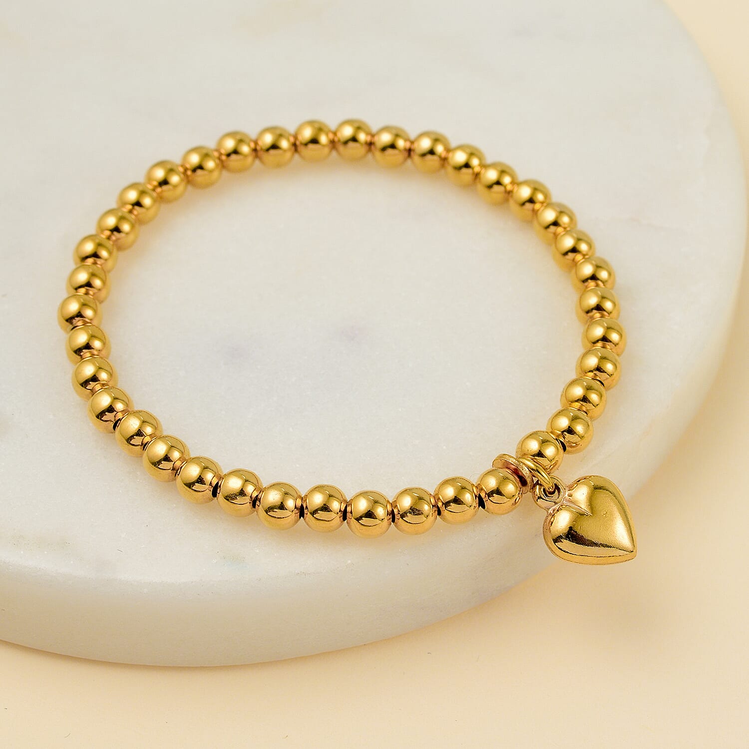 Designer Inspired - Yellow Gold Sterling Silver Baby Bangle Heart Bracelet