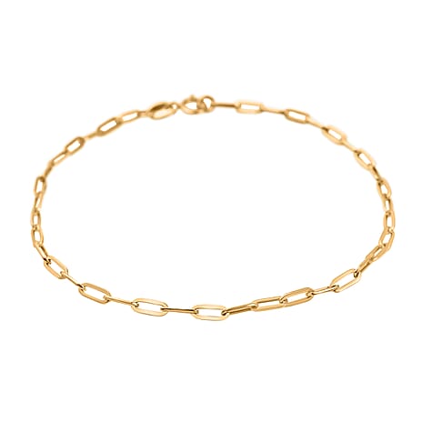 Hatton Garden Closeout - 9K Yellow Gold Paper Clip Bracelet (Size - 7.25)