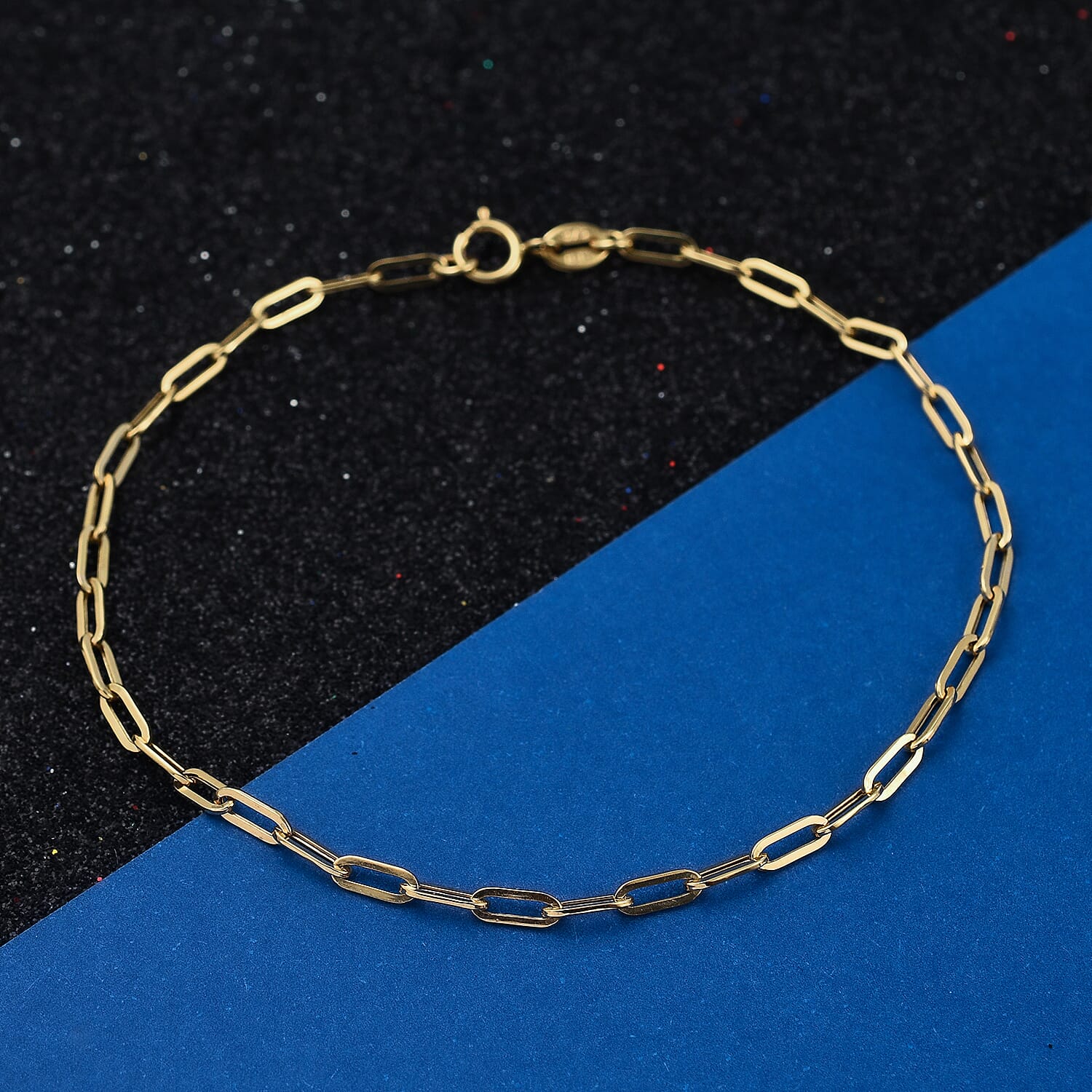 Hatton Garden Closeout - 9K Yellow Gold Paper Clip Bracelet (Size - 7.25)