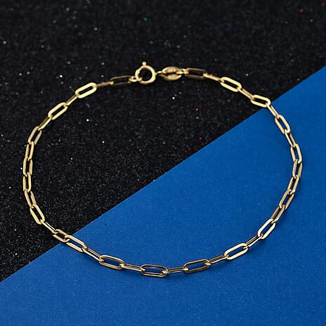 Hatton Garden Closeout - 9K Yellow Gold Paper Clip Bracelet (Size - 7.25)
