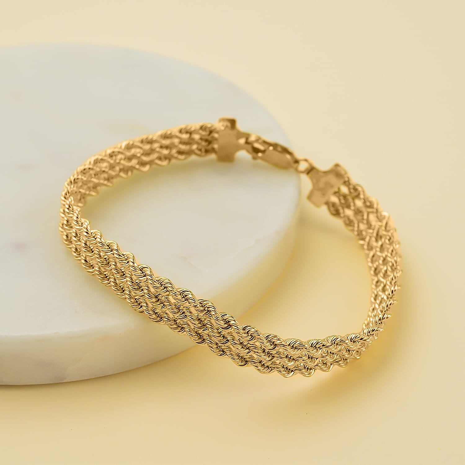 Hatton Garden Closeout - 9K Yellow Gold Rope Bracelet (Size - 7.25), Gold Wt. 5.50 Gms