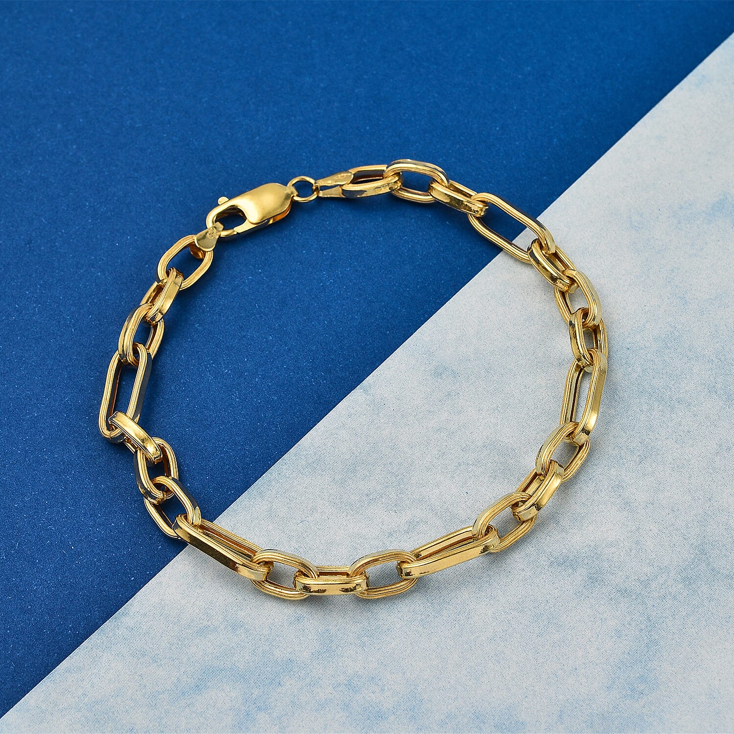 Italian Closeout - 9K Yellow Gold Broad Figaro Bracelet (Size - 7.5) Gold Wt. 4.80 Gms.
