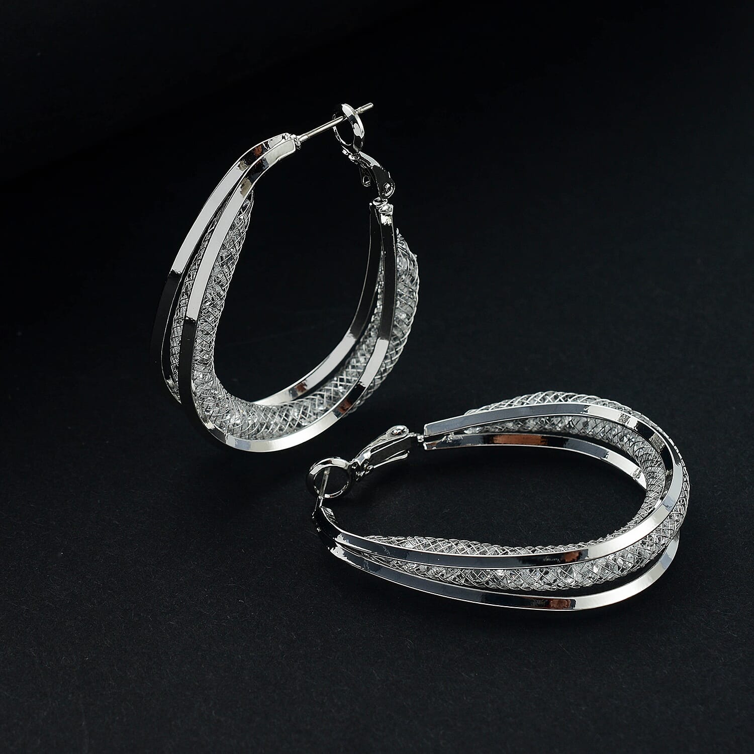 White Crystal Earring Pure White Brass 0.01 ct 0.010 Ct.