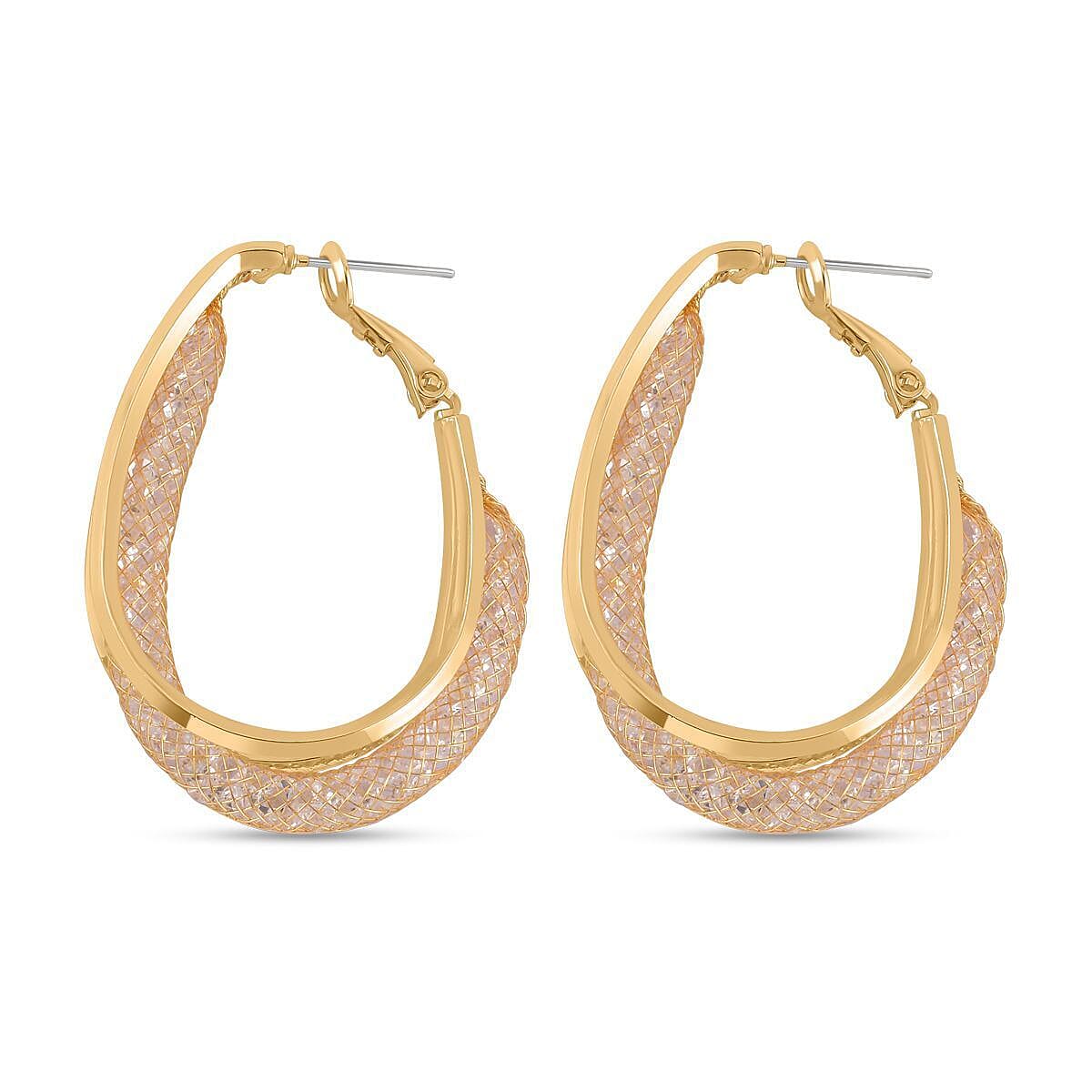 NY Close Out- Star Light Gold Plated Austrian Crystal Hoop Earrings