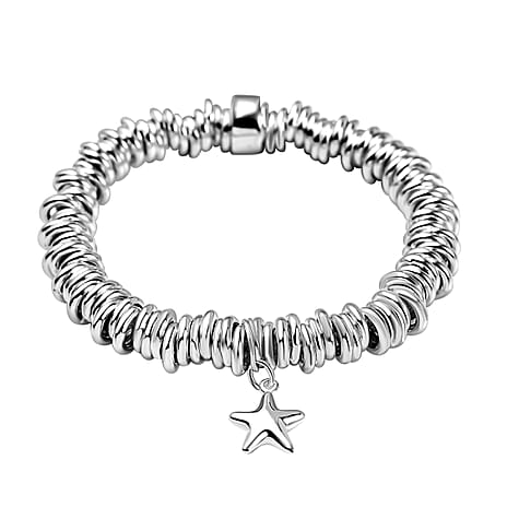 Sterling Silver Rings with Star Stretchable Bracelet (Size - 7), Silver Wt. 55.70 Gms