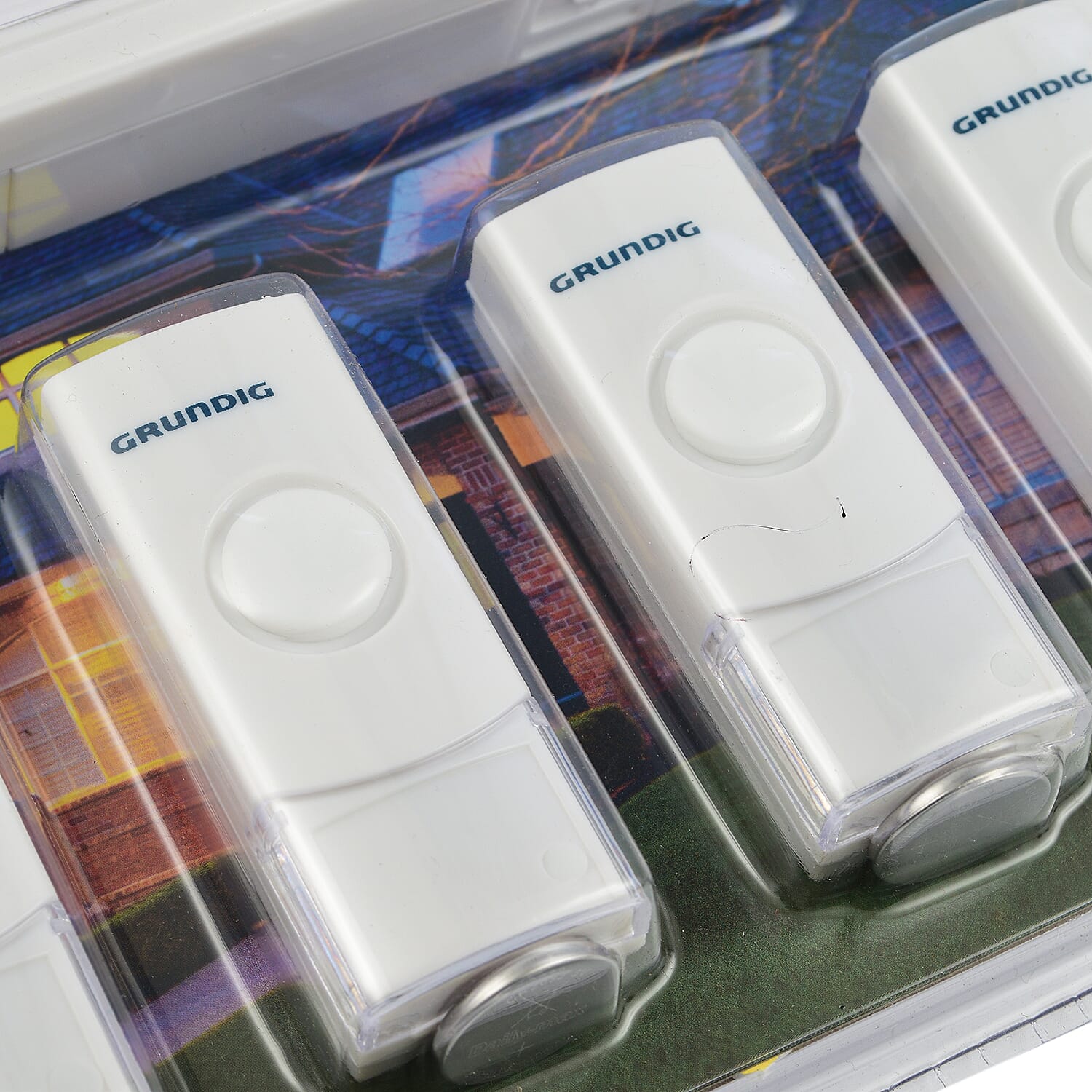Grundig 6 channel Wireless Bell and Alarm system with 6 radio transmitters and 1 Reciever - White Grundig 6 channel Wireless Bell and Alarm system with 6 radio transmitters and 1 Reciever - White