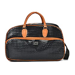 Passage Leatherette Woven Pattern Travel Croosbody Bag with Handle Drop