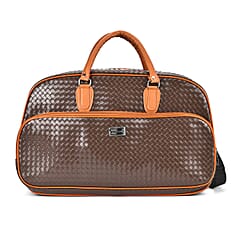 Passage Leatherette Woven Pattern Travel Croosbody Bag with Handle Drop